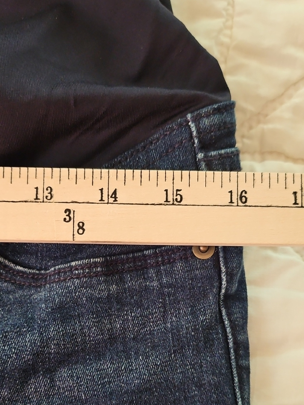 Isabel Maternity Bermuda Shorts- Crossover Panel Dark Wash - Size 6 - Picture 3 of 9